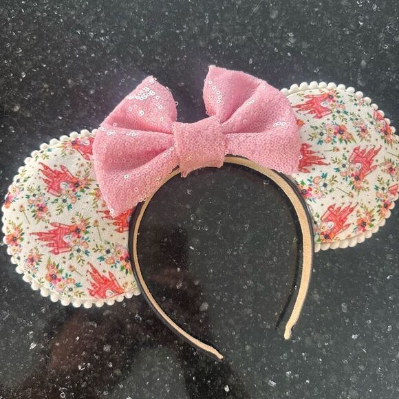 Minnie Mouse Mickey Mouse Cinderella Castle Handmade Disney Ears Sequins Headban - Picture 1 of 6